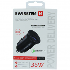 SWISSTEN CL Power Delivery adapter + Quick Charge, USB-C, 36 W - black