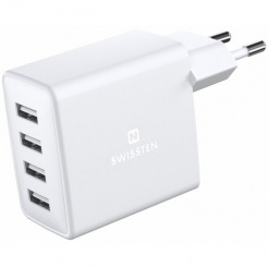 SWISSTEN hálózati adapter 4x USB, 20W, SMART IC - fehér