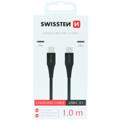 SWISSTEN TPU adatkábel USB-C / USB-C, 1 m - fekete